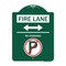 Signmission Fire Lane No Parking With No Parking Symbol and Bidirectional Arrow, Green & White, GW-1824-24013 A-DES-GW-1824-24013 - alternate 1